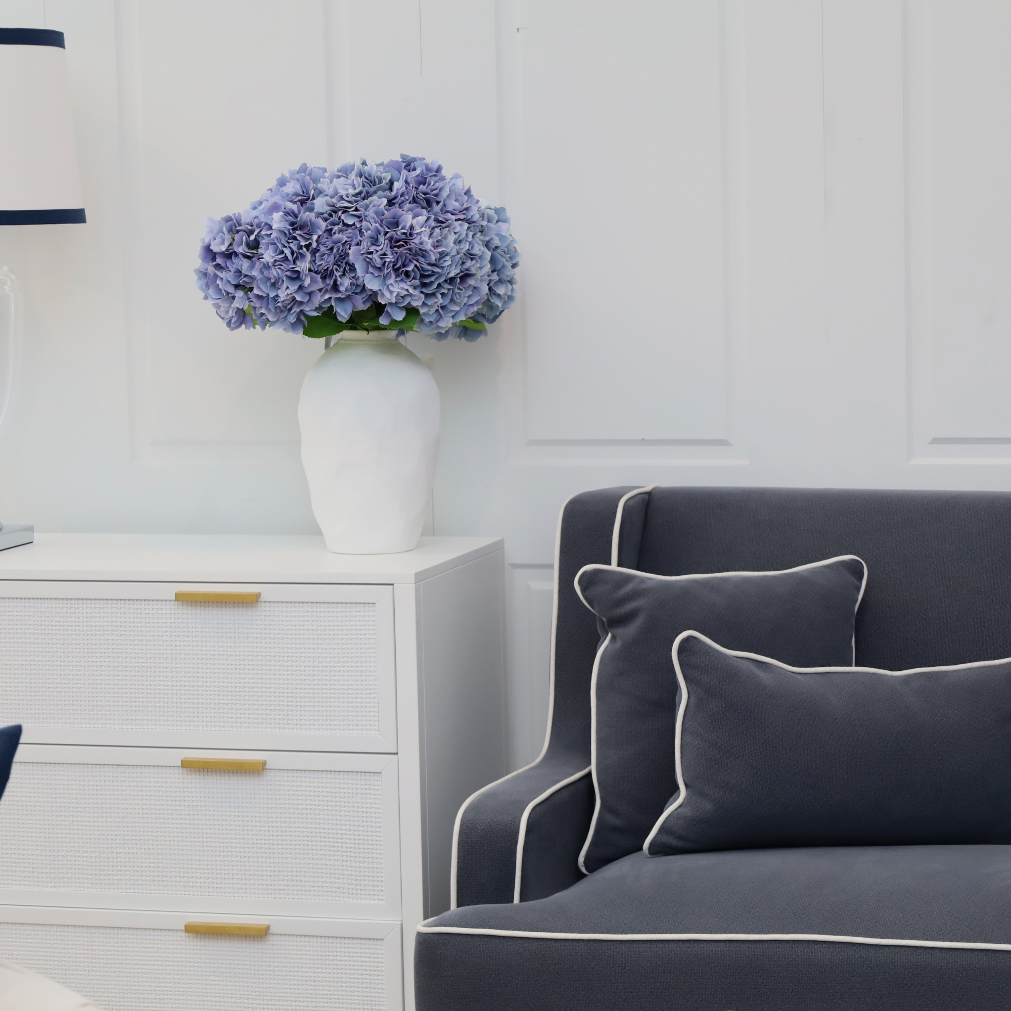 Santorini Hamptons 3 Drawer Timber/Rattan Dresser 100cm White - Image 4
