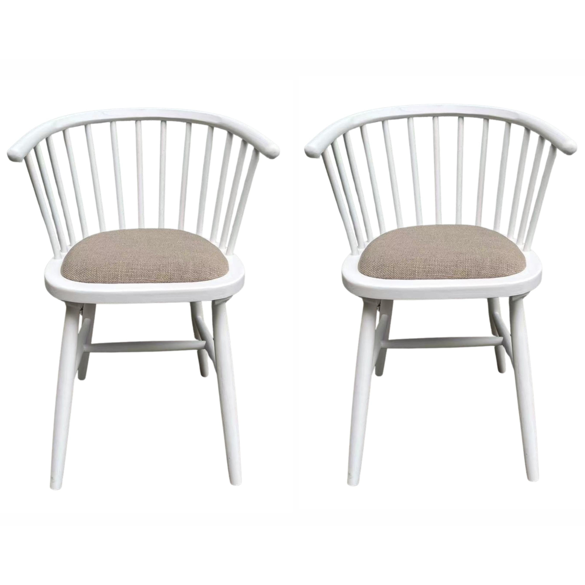 Round Curved Strip Back Elm Wood Dining Chair White - Image 8