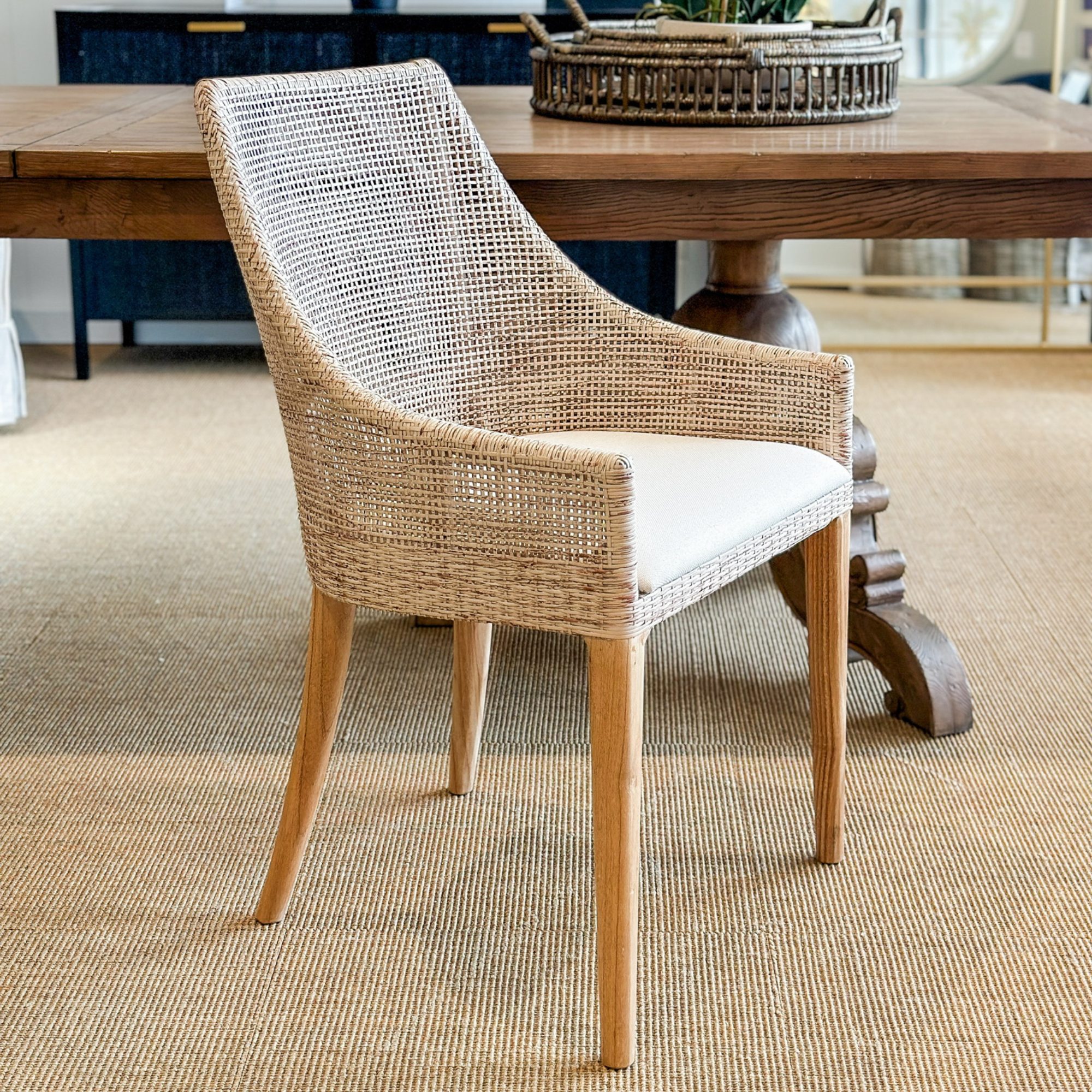 Charlotte Rattan Dining Chair Natural Whitewash - Image 12
