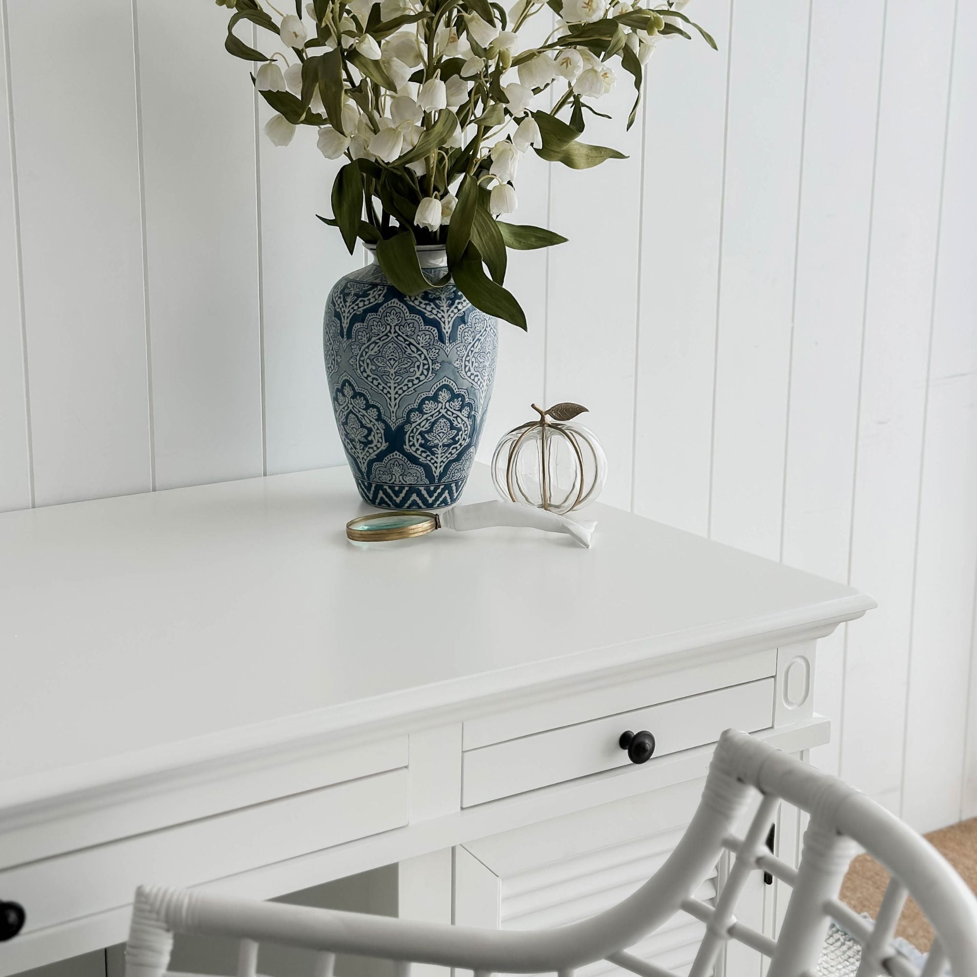 West Beach Hamptons Desk White W/ Shutter Doors - Image 4