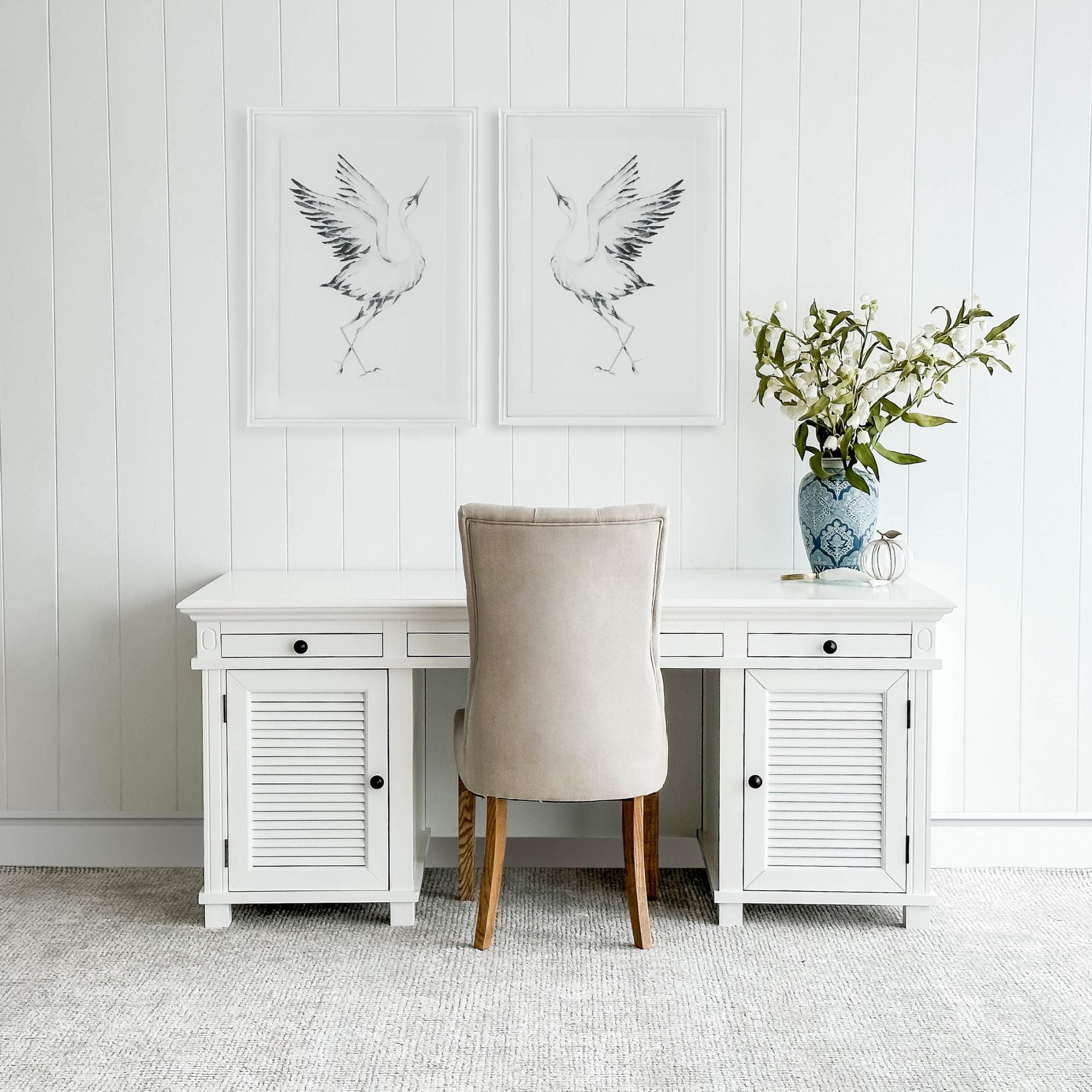 West Beach Hamptons Desk White W/ Shutter Doors - Image 2