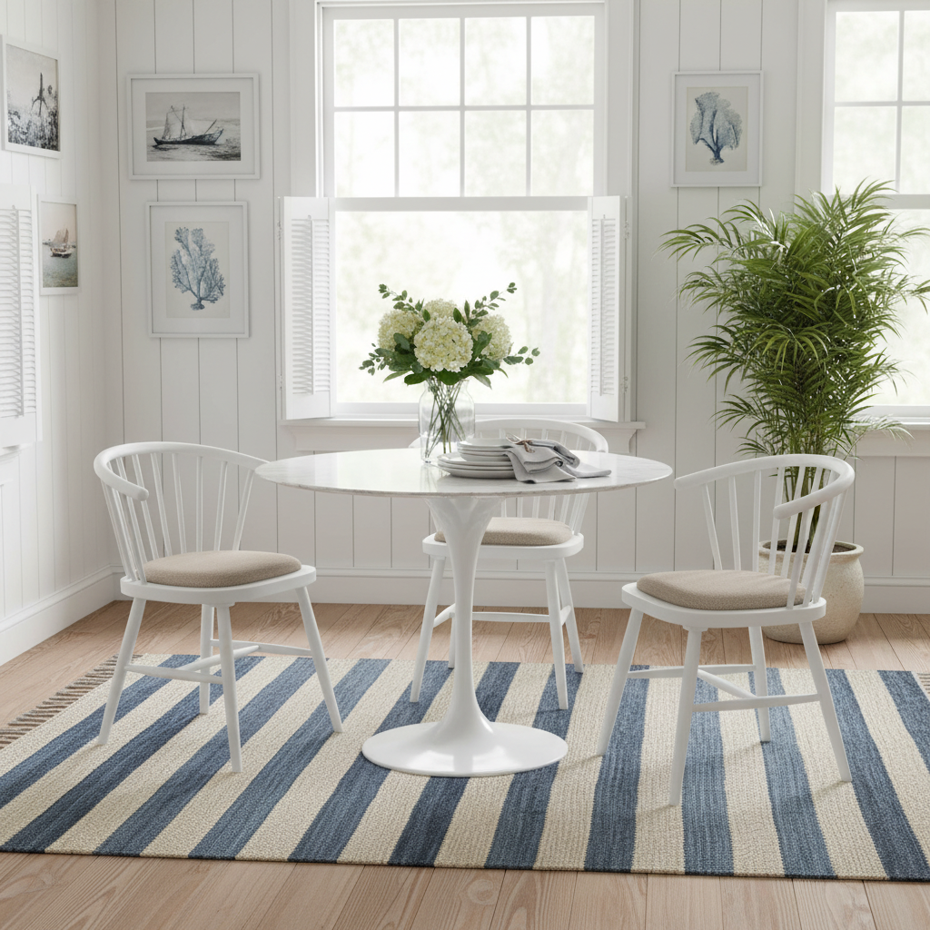 Round Curved Strip Back Elm Wood Dining Chair White - Image 2
