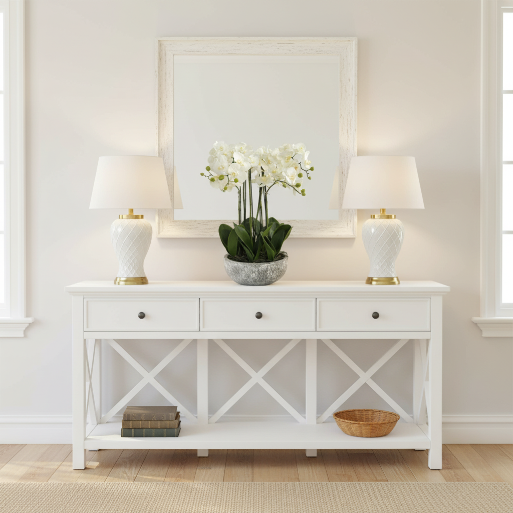 Sorrento 3 Drawer 190 cm Hamptons Console White - Image 2