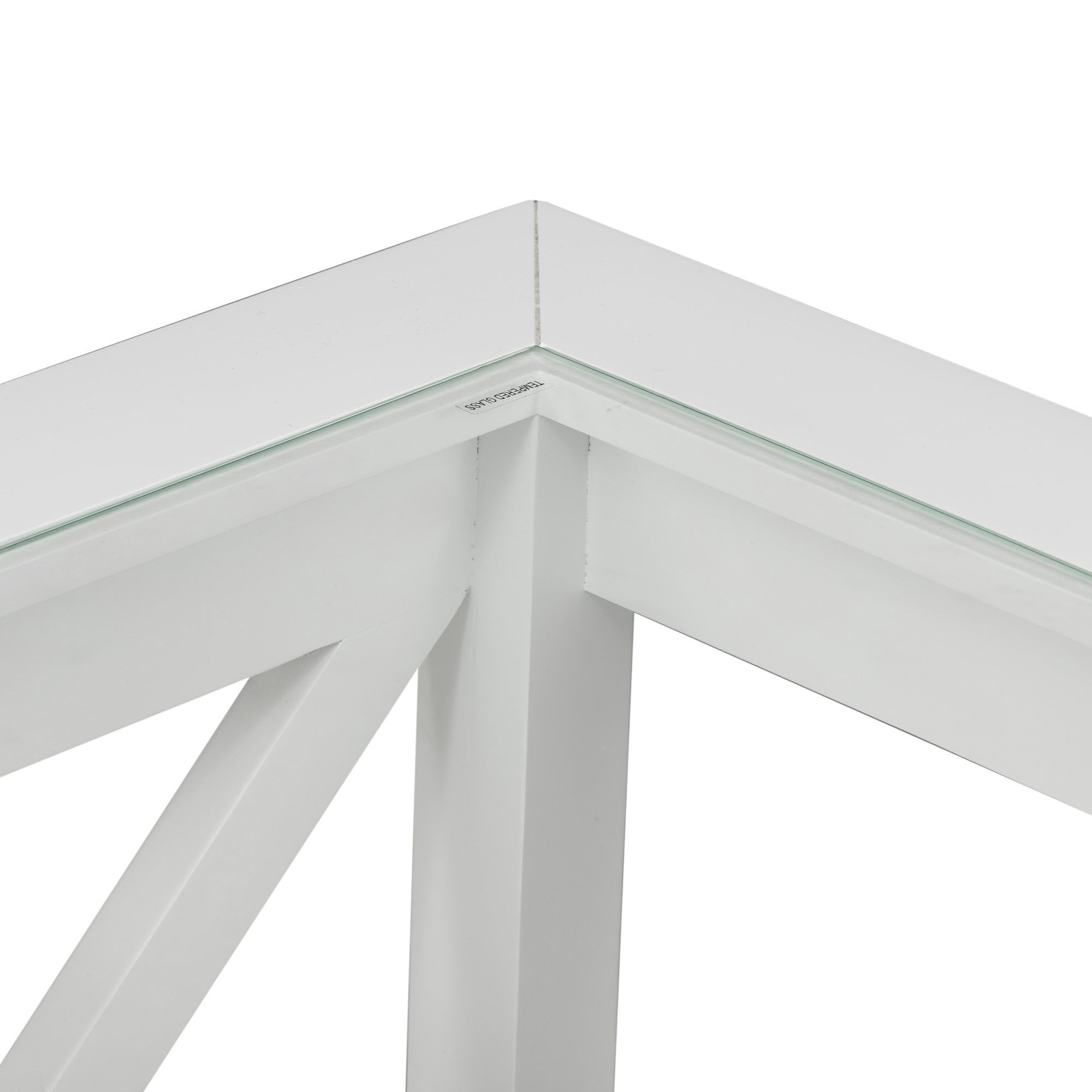 Sorrento Hamptons Square Side Table W/ Glass Top White - Image 9