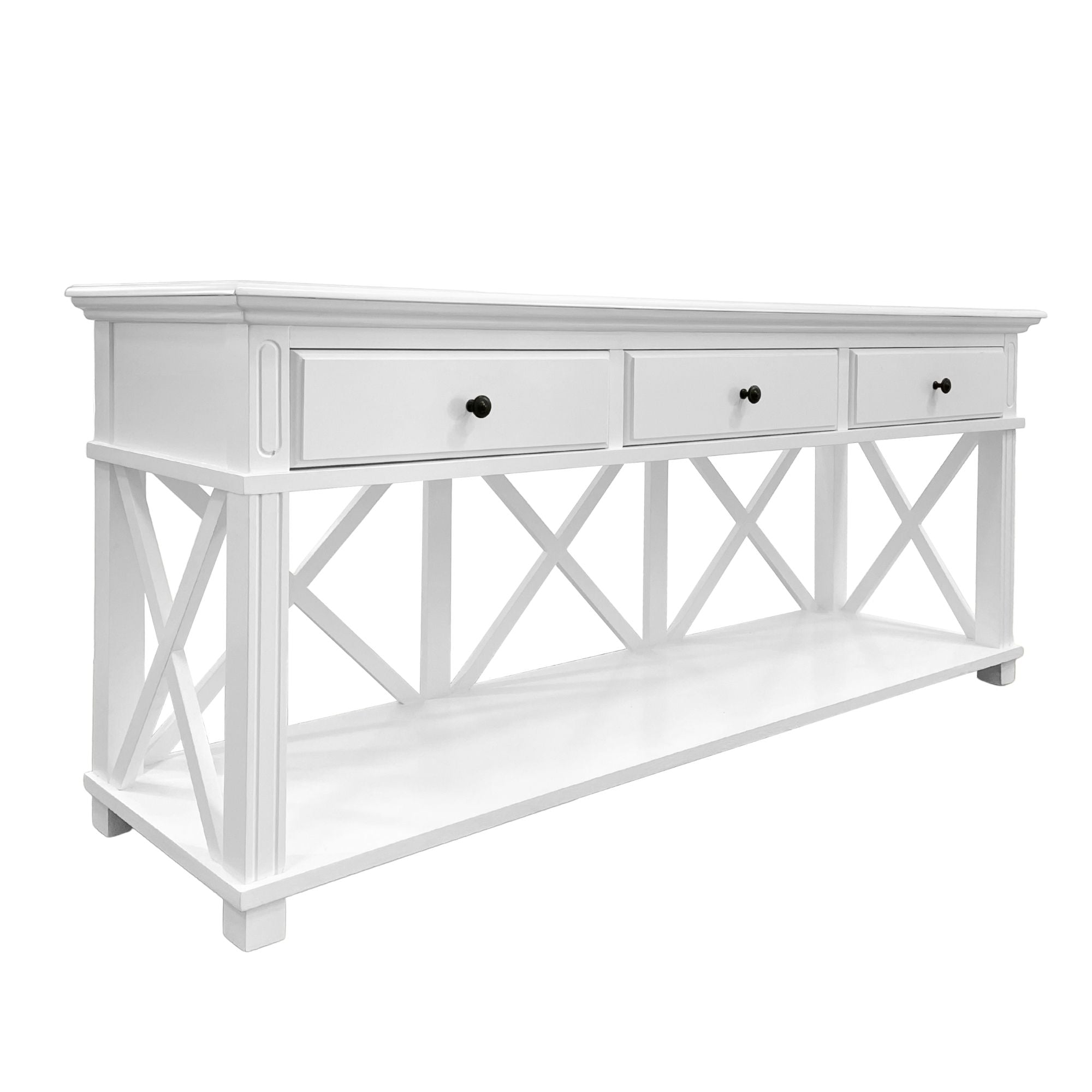 Sorrento 3 Drawer 190 cm Hamptons Console White - Image 5