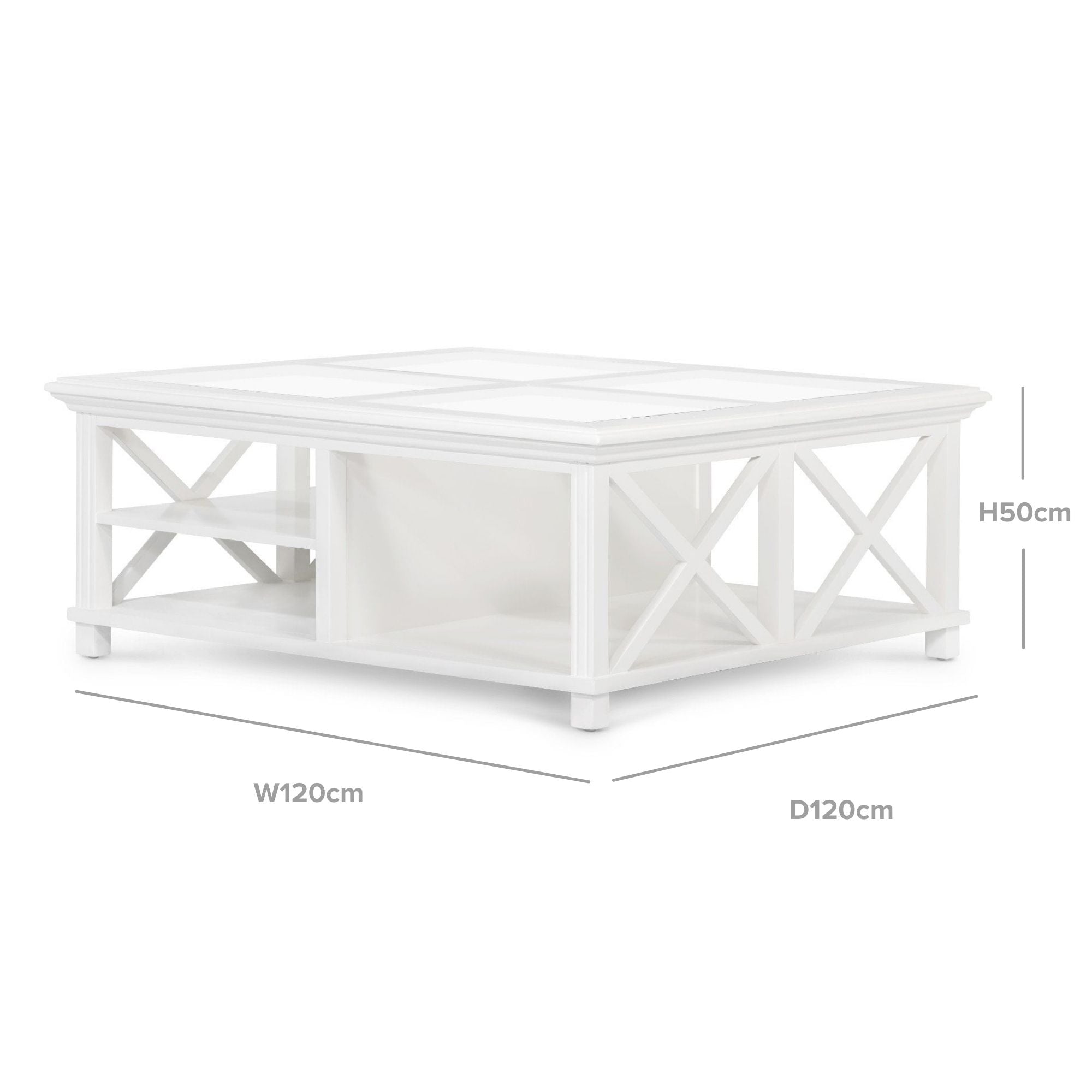 Sorrento Hamptons Square 120cm Coffee Table White - Image 6
