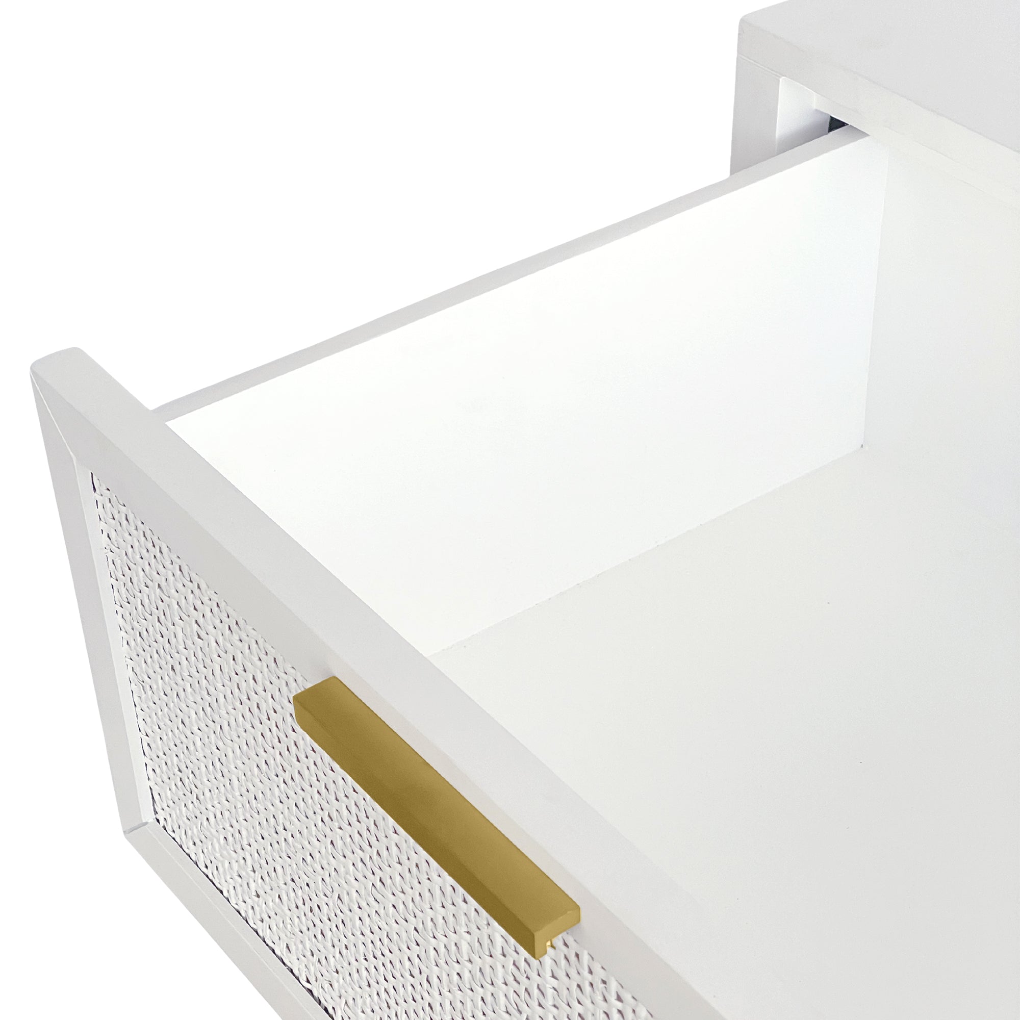 Santorini Hamptons 3 Drawer Timber/Rattan Dresser 100cm White - Image 11