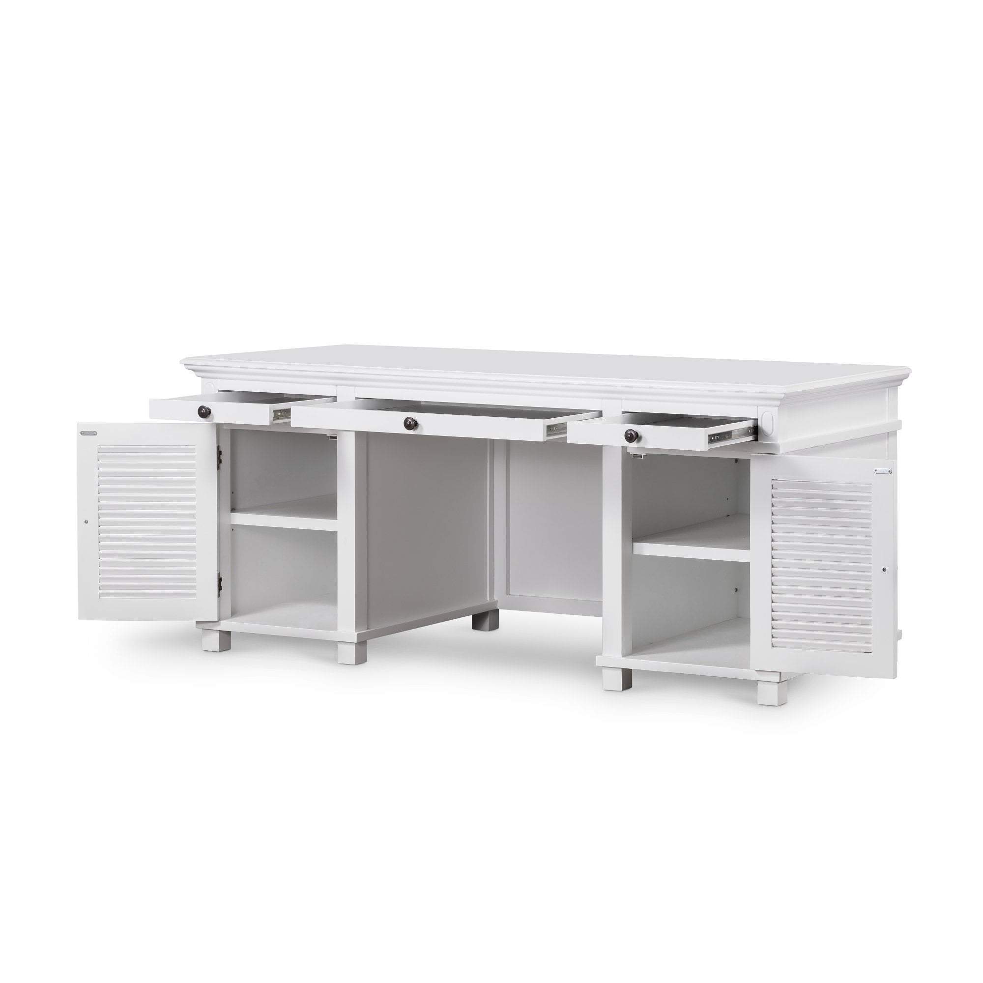 West Beach Hamptons Desk White W/ Shutter Doors - Image 7