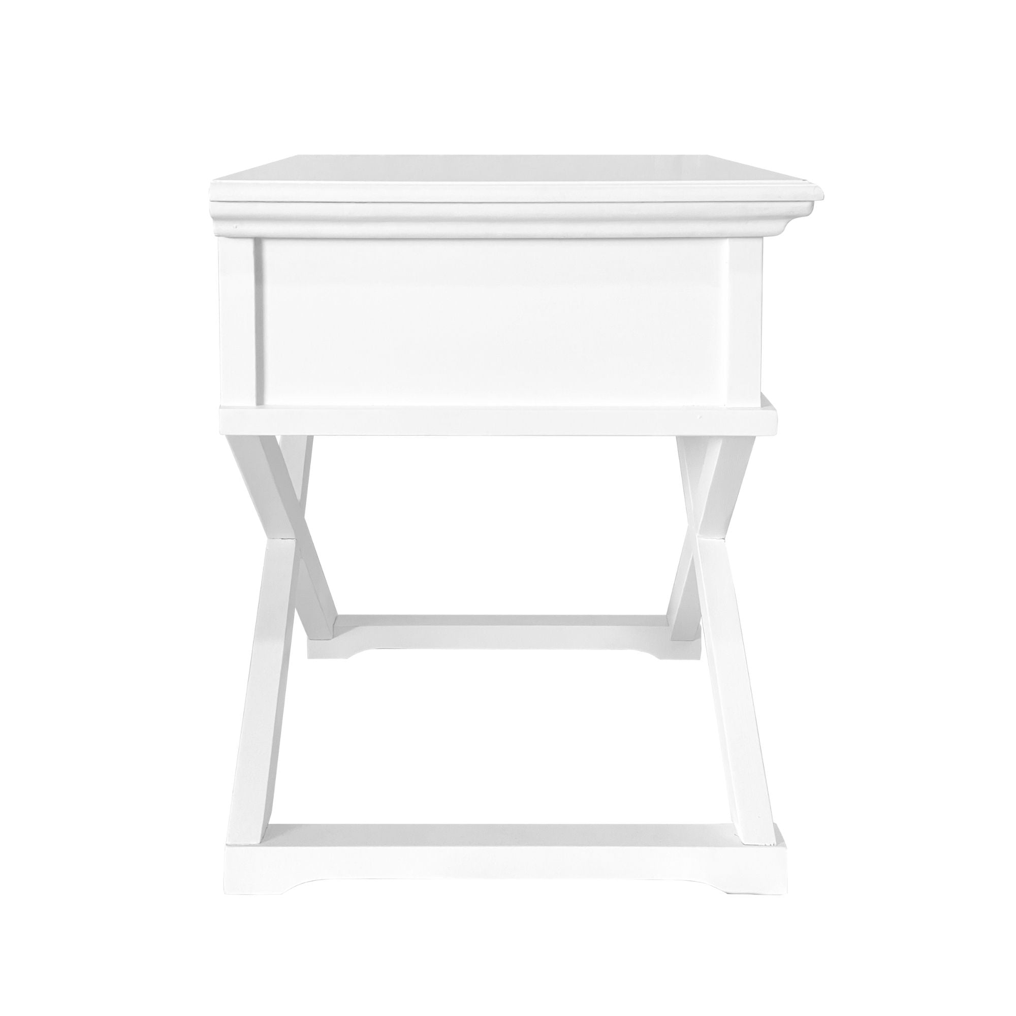 Sorrento Cross Leg Hamptons Side Table W/Drawer White - Image 9