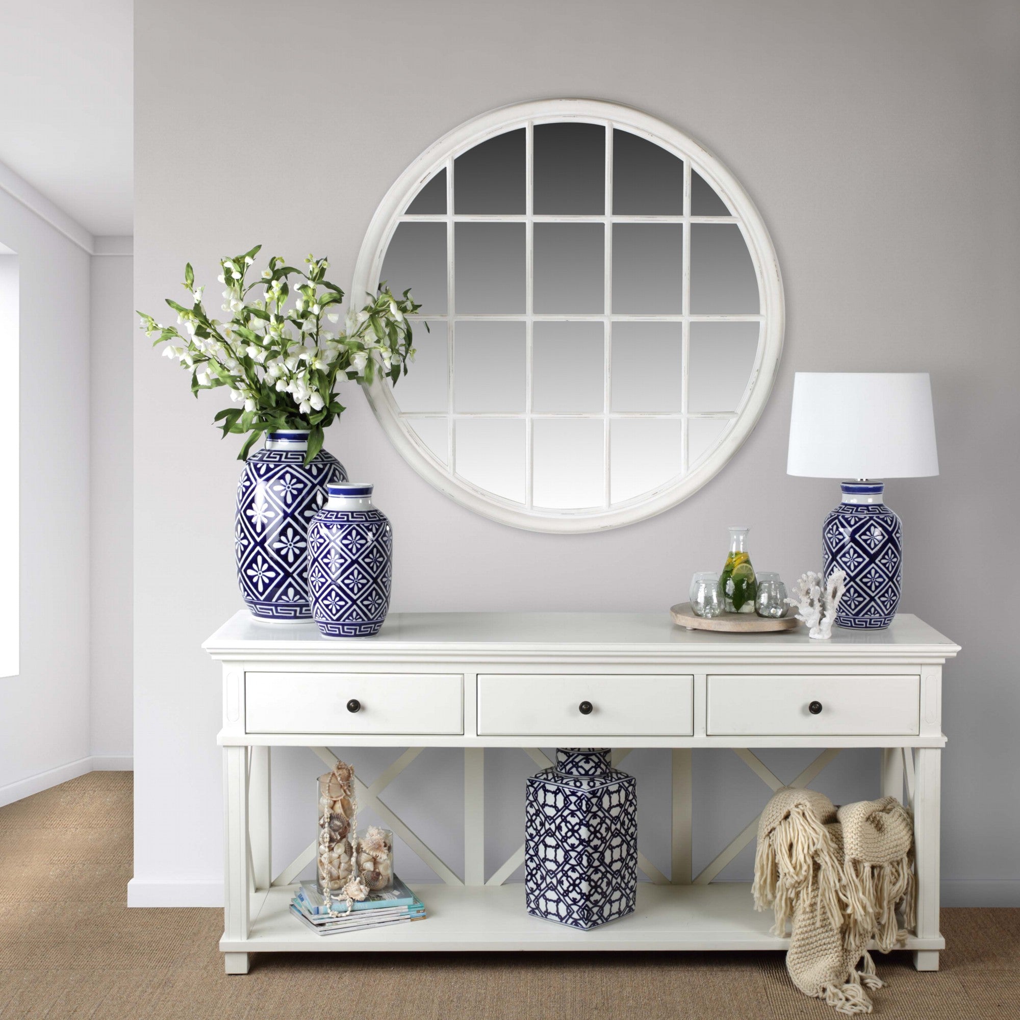 Sorrento 3 Drawer 190 cm Hamptons Console White - Image 4