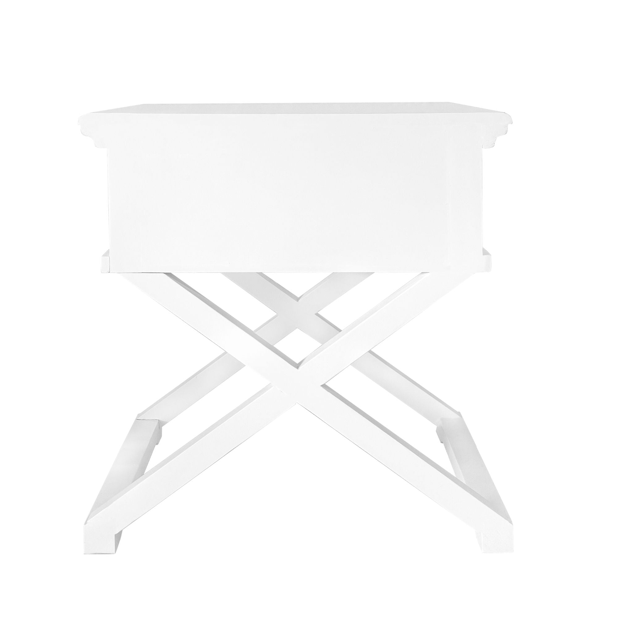 Sorrento Cross Leg Hamptons Side Table W/Drawer White - Image 10