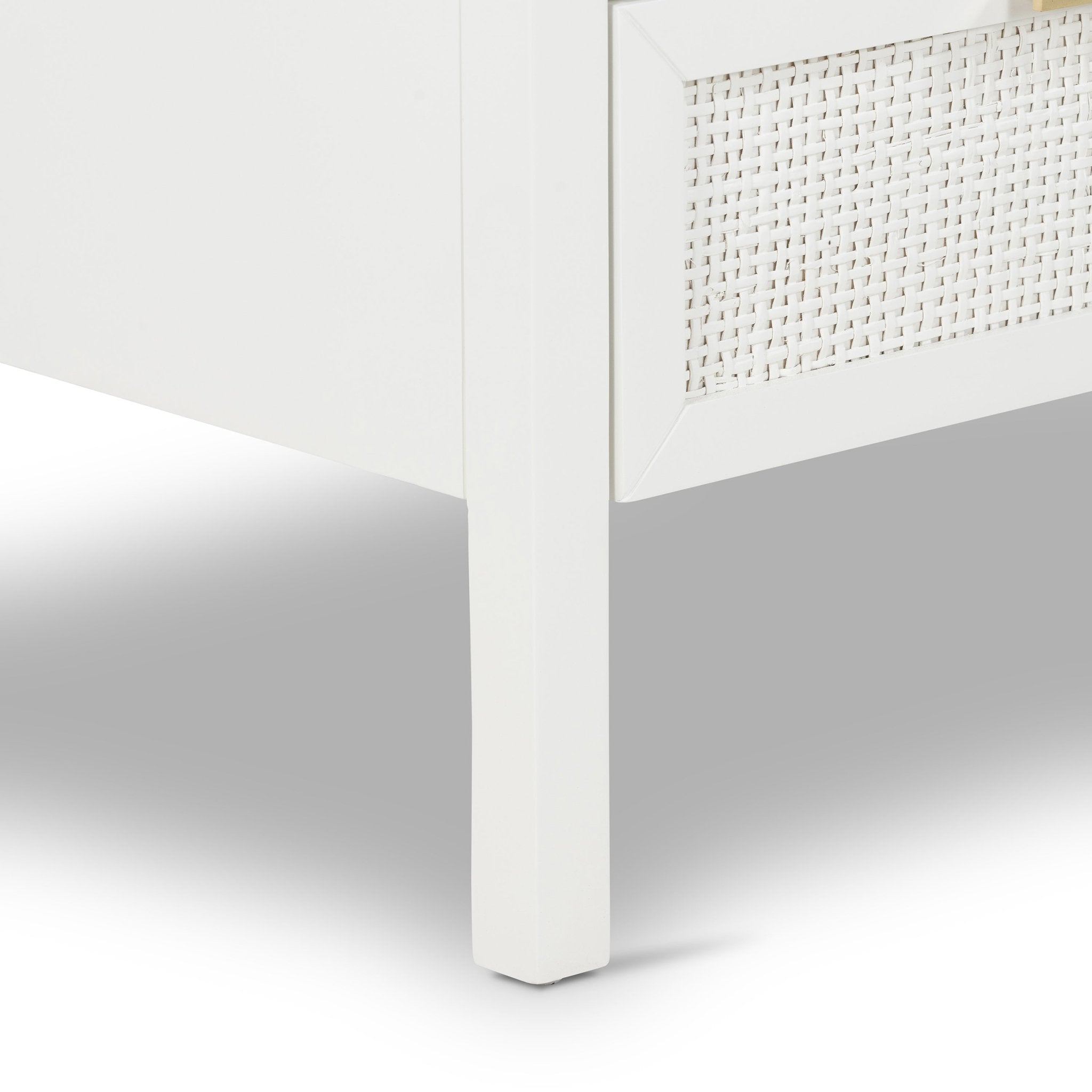 Santorini Hamptons 3 Drawer Timber/Rattan Dresser 100cm White - Image 16