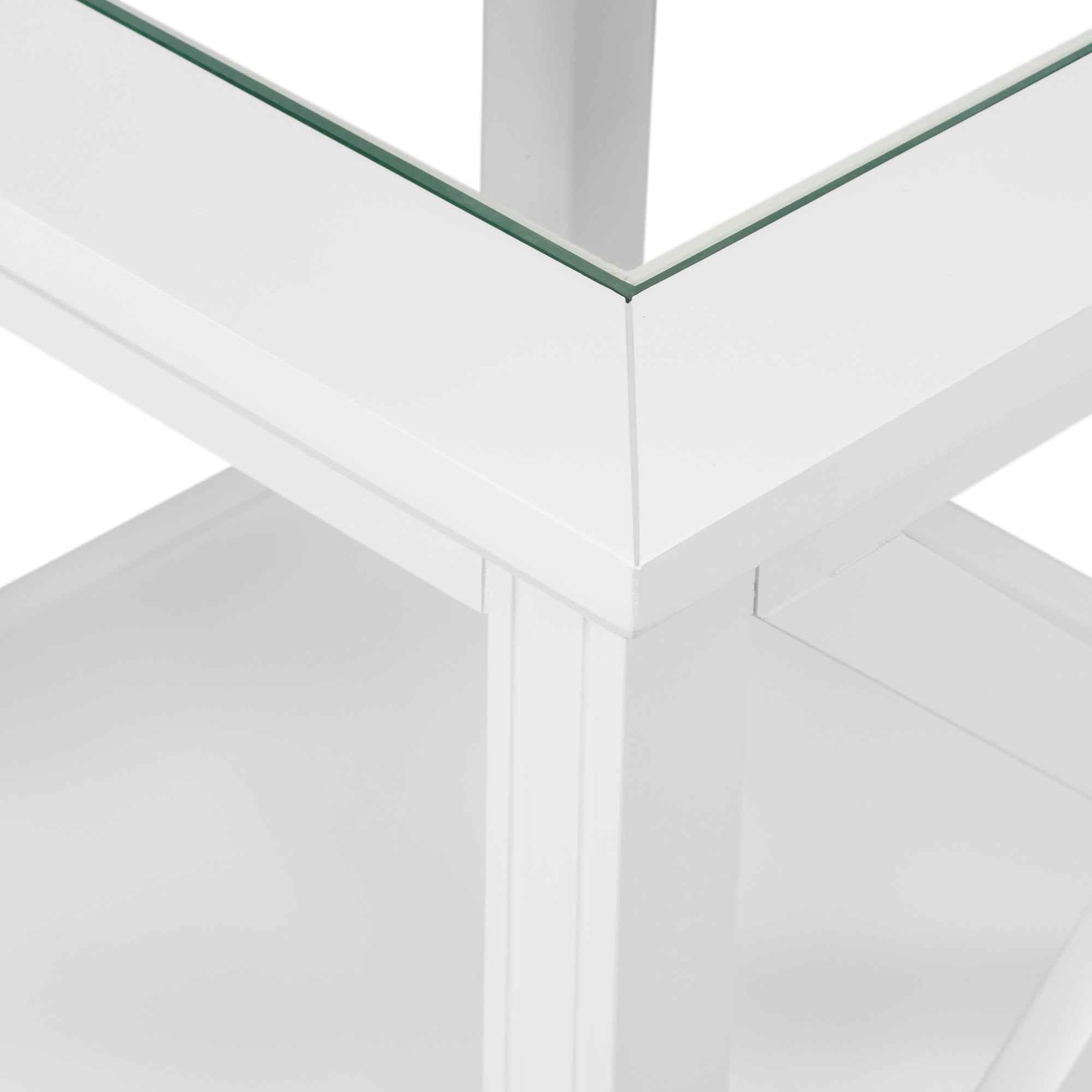 Sorrento Hamptons Square Side Table W/ Glass Top White - Image 10