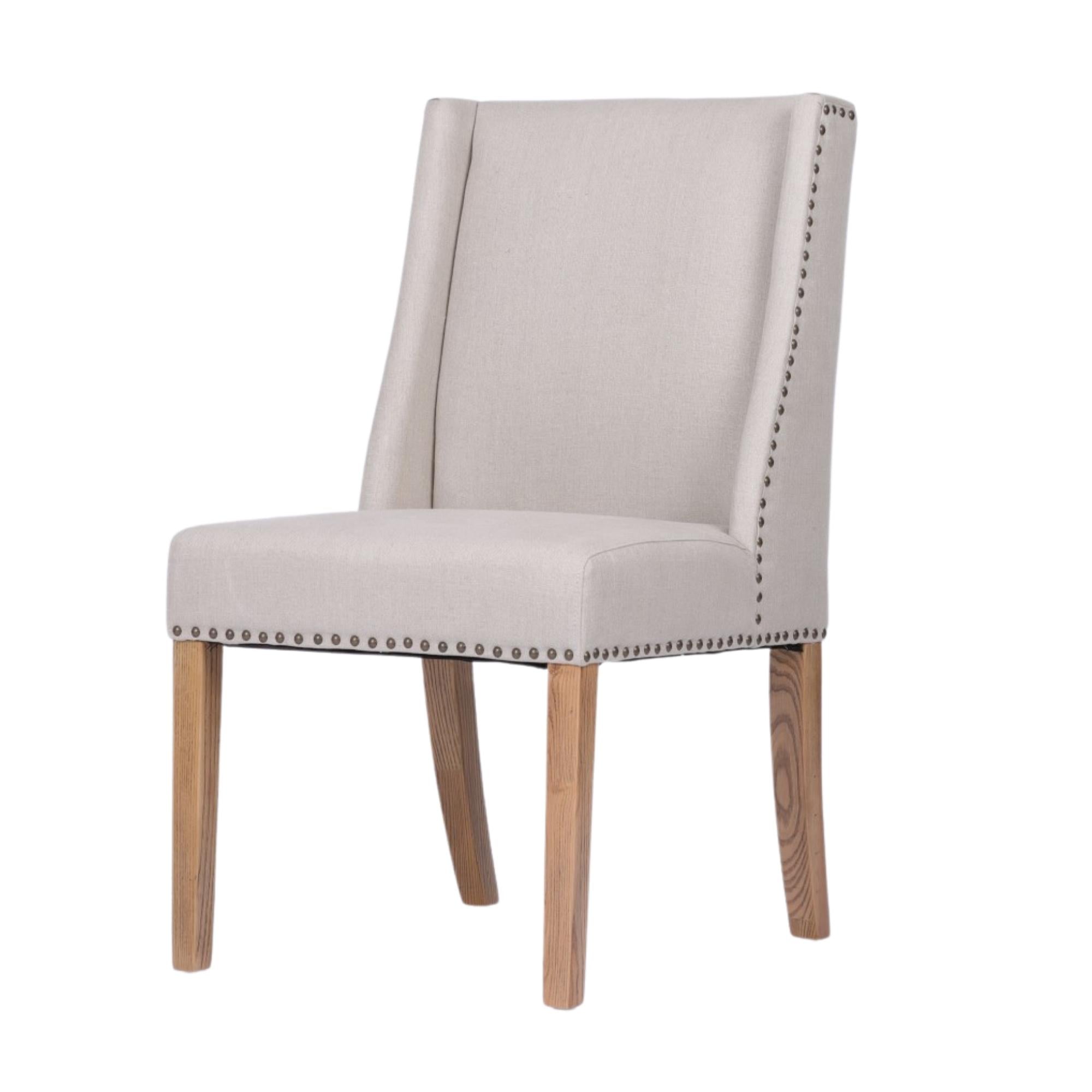 Ithaca Dining Chair Beige W/Studs - Image 2