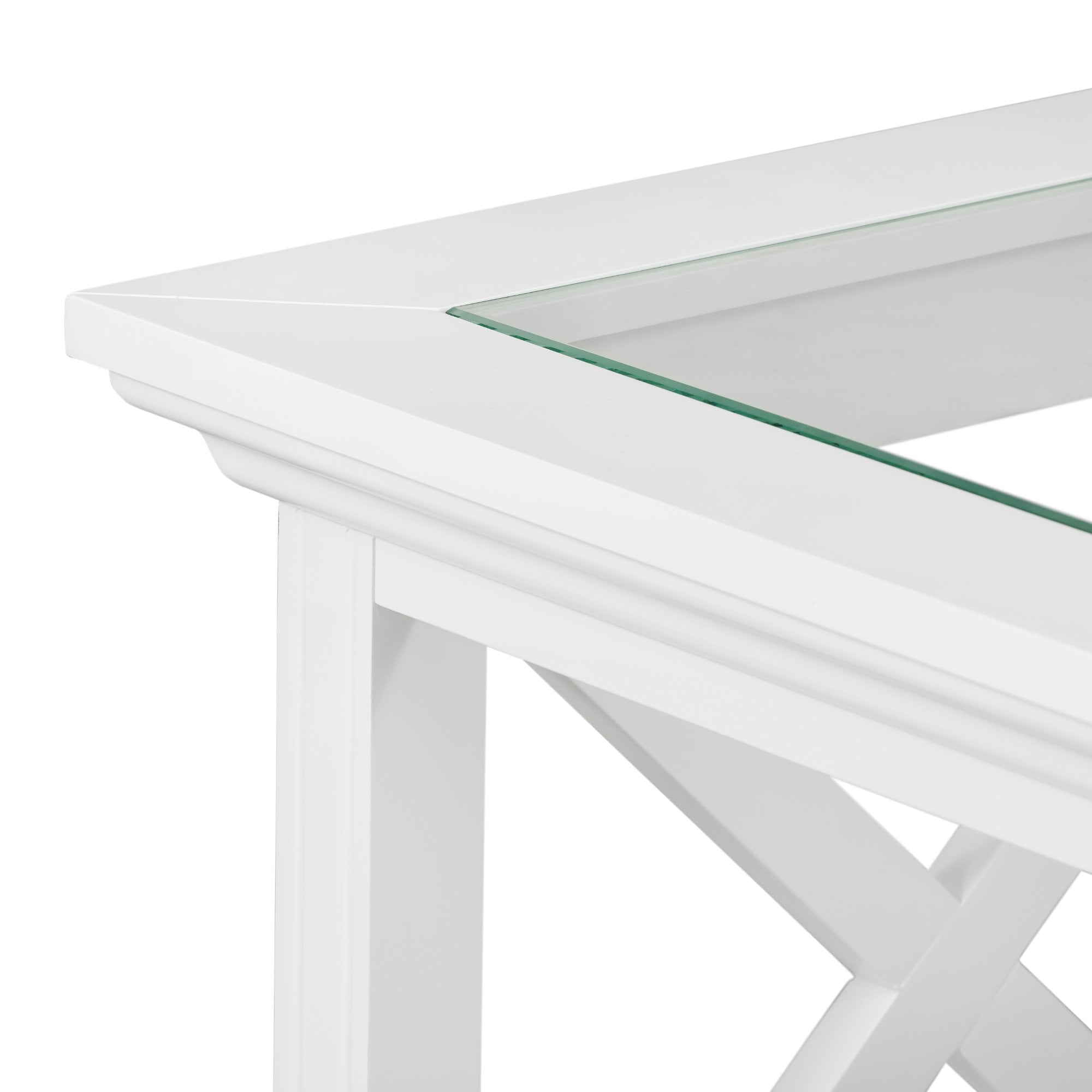 Sorrento Hamptons Square Side Table W/ Glass Top White - Image 11