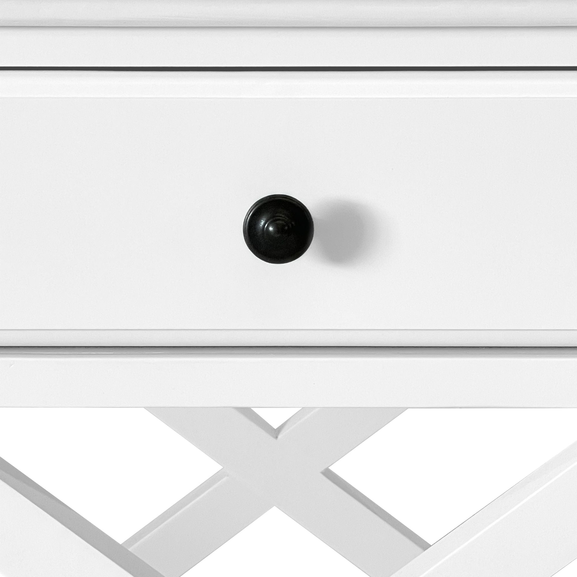 Sorrento Cross Leg Hamptons Side Table W/Drawer White - Image 13