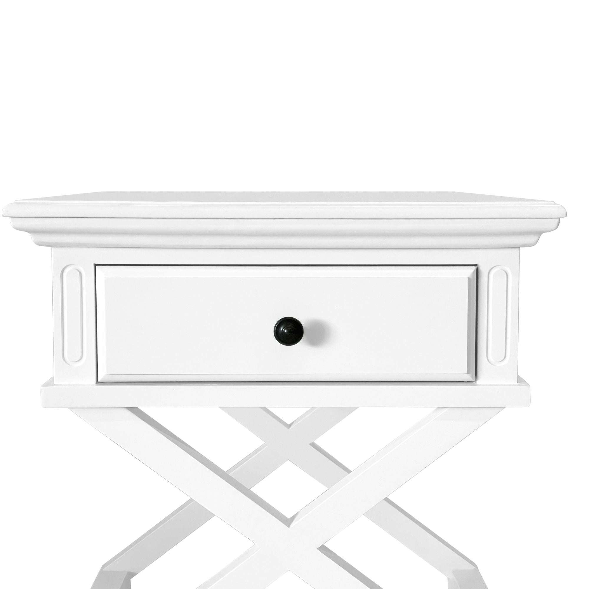 Sorrento Cross Leg Hamptons Side Table W/Drawer White - Image 14