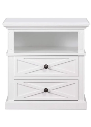 Sorrento Hamptons Medium 2 Drawer Bedside Table White
