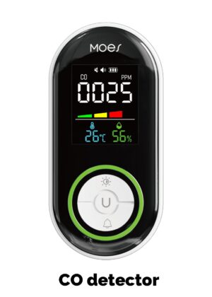 2nd Gen Plug-in Carbon Monoxide Detector with LED Display, Battery Backup 3-in-1 CO Sensor Temperature & Humidity(Non-Smart)