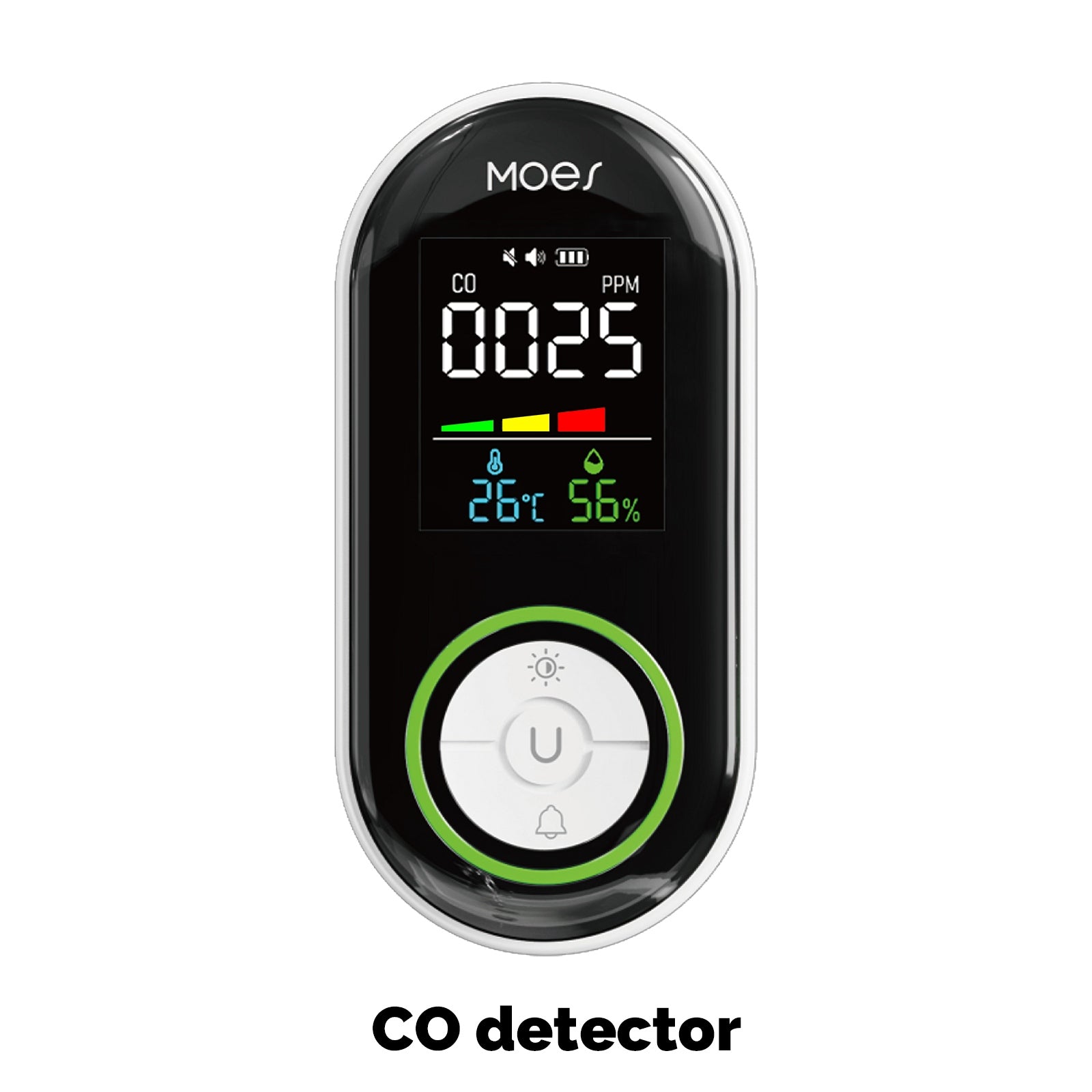 2nd Gen Plug-in Carbon Monoxide Detector with LED Display, Battery Backup 3-in-1 CO Sensor Temperature & Humidity(Non-Smart)