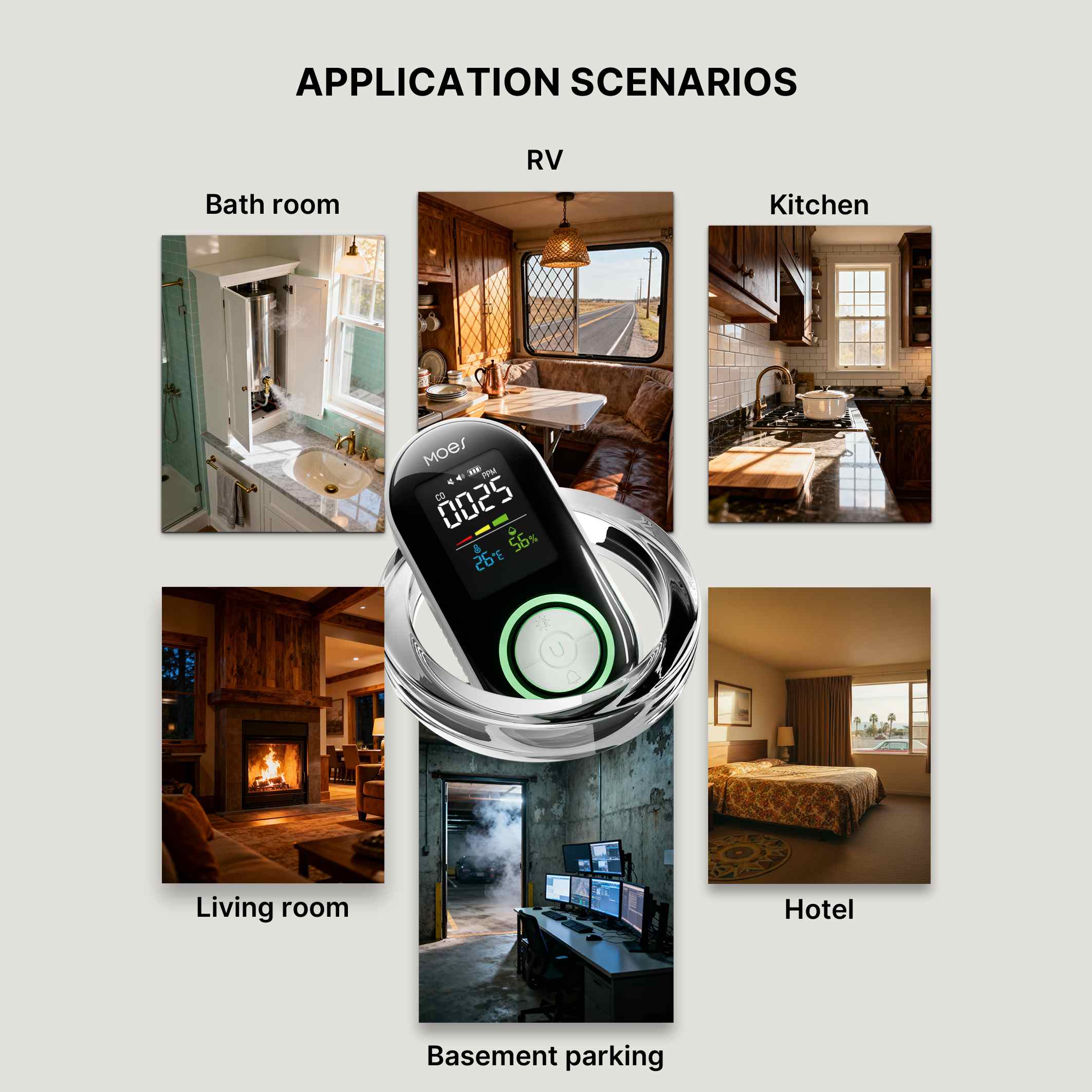 2nd Gen Plug-in Carbon Monoxide Detector with LED Display, Battery Backup 3-in-1 CO Sensor Temperature & Humidity(Non-Smart) - Image 5