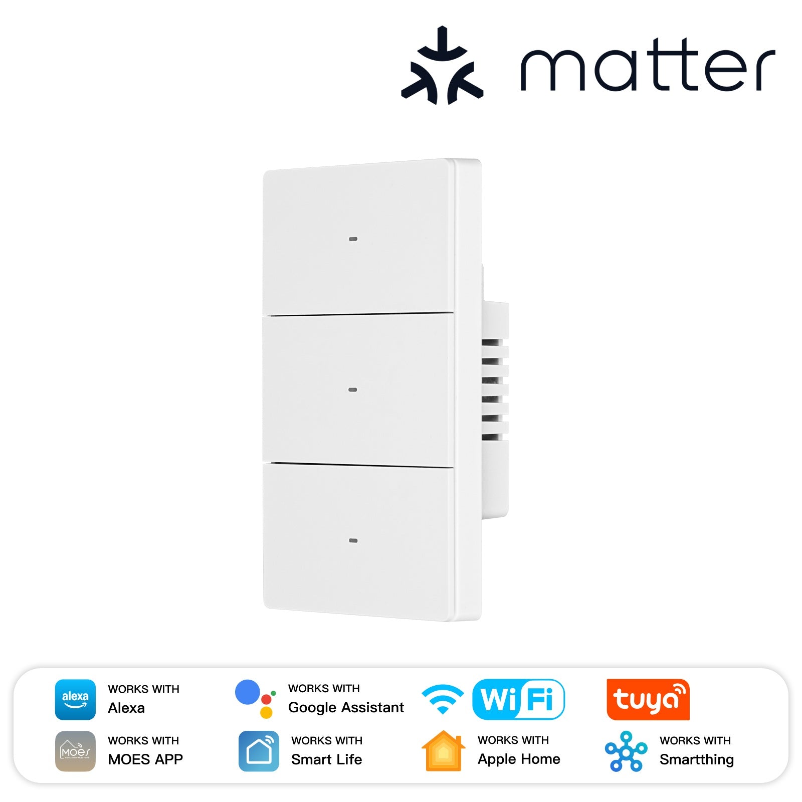 MOES Matter WiFi Smart Switch, Star Grand Series Full-Touch 10A 2200W Power Load, Neutral Required US Standard - Image 8