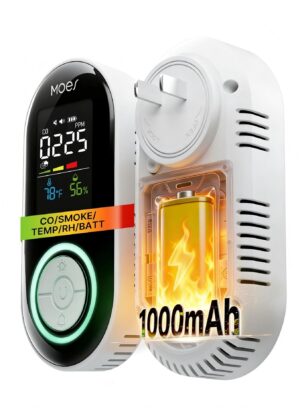 2nd Gen 4-in-1 Plug-in Smoke & Carbon Monoxide Detector with Battery Backup, Temp Humidity LCD Display(Non-Smart)