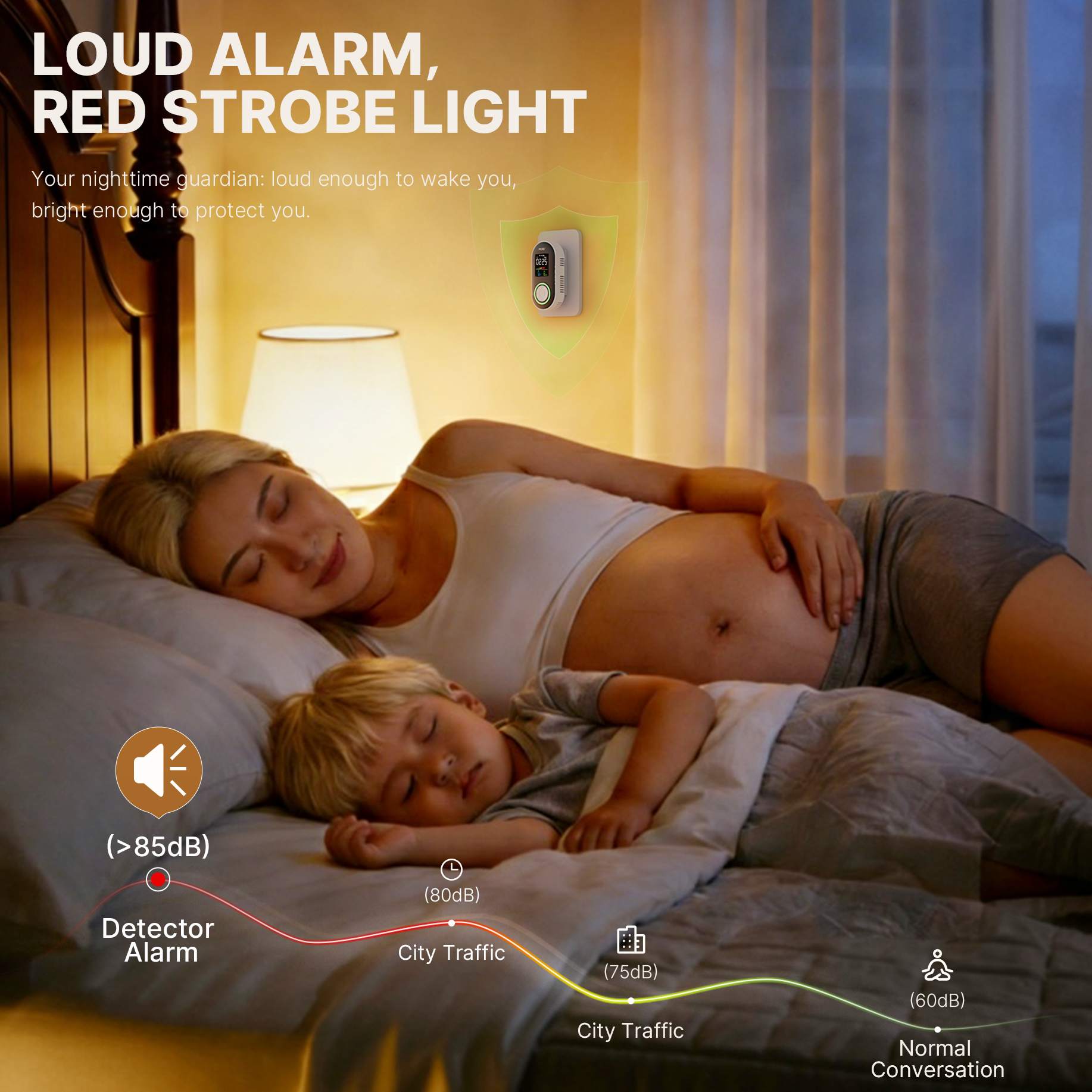 5-in-1 Plug-in CO Gas & Smoke Detector with LCD Temp Humidity Monitor, Battery Backup(Non-Smart) - Image 6