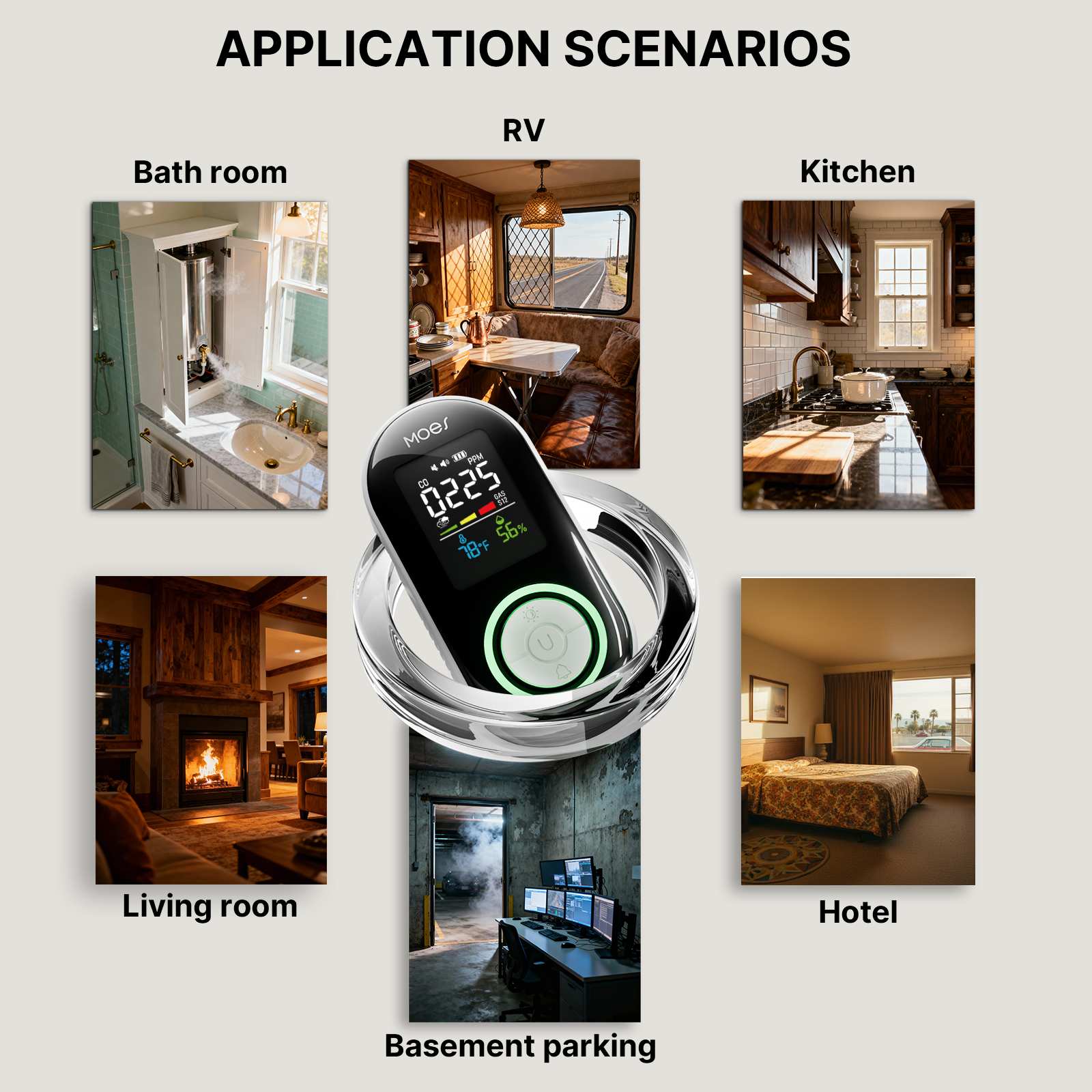 5-in-1 Plug-in CO Gas & Smoke Detector with LCD Temp Humidity Monitor, Battery Backup(Non-Smart) - Image 7