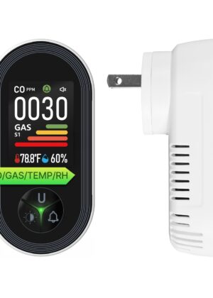 Carbon Monoxide & Natural Gas Detector Plug in, 4 in 1 Temperature Humidity Sensor Built-in Alarm Sound Warning(Non-Smart)