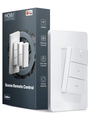 MOES Zigbee Wireless Scene Switch - 3 Gang 9 Scenarios Smart Push Button Remote, Magnetic Handheld Design