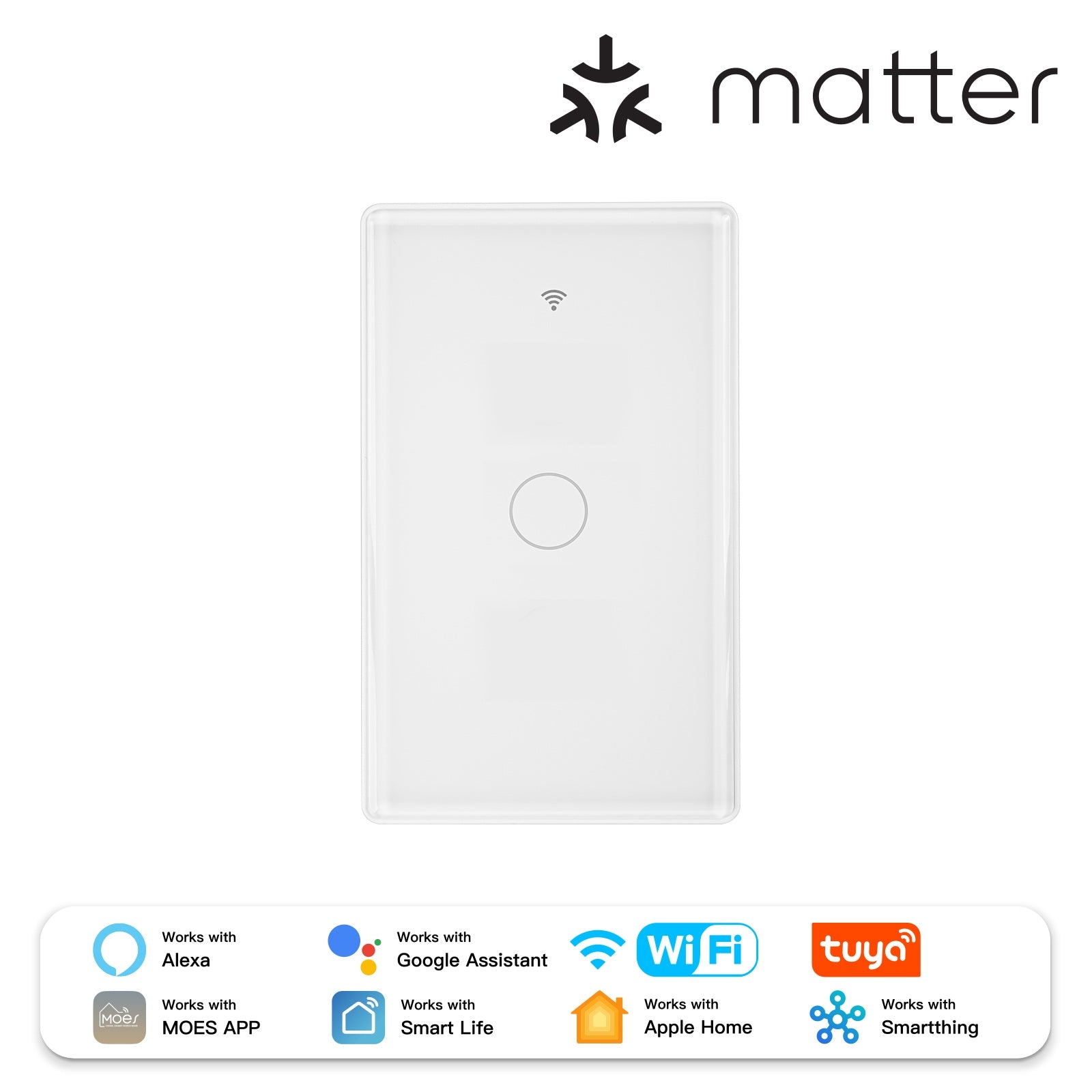 Tuya Matter WiFi Smart Light Switch 2.5D Glass Panel Neutral Wire Required US Version - Image 7