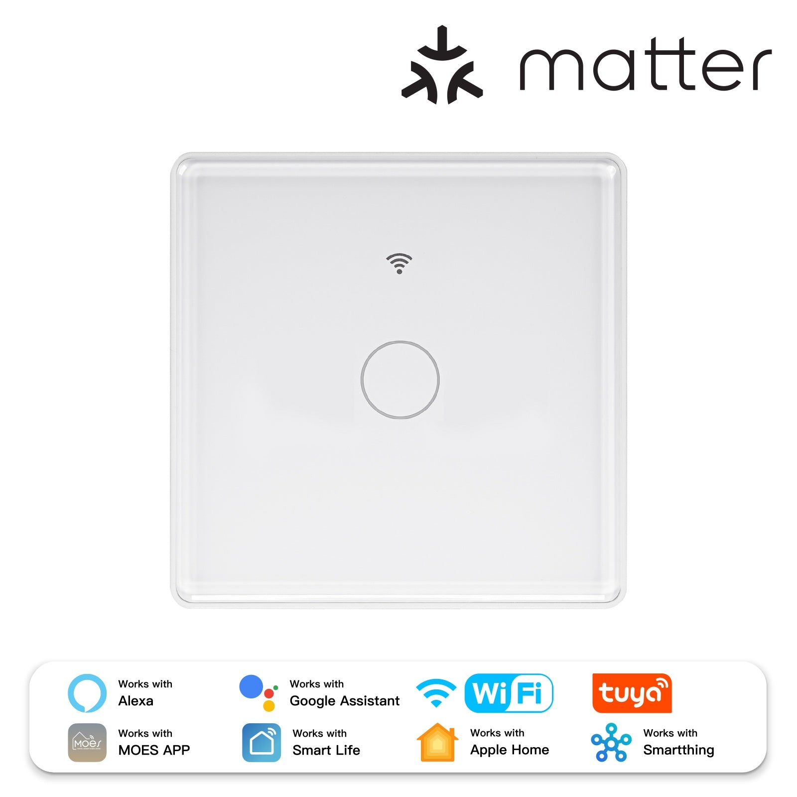 Tuya Matter WiFi Smart Light Switch 2.5D Glass Panel Neutral Wire Required EU Version - Image 7