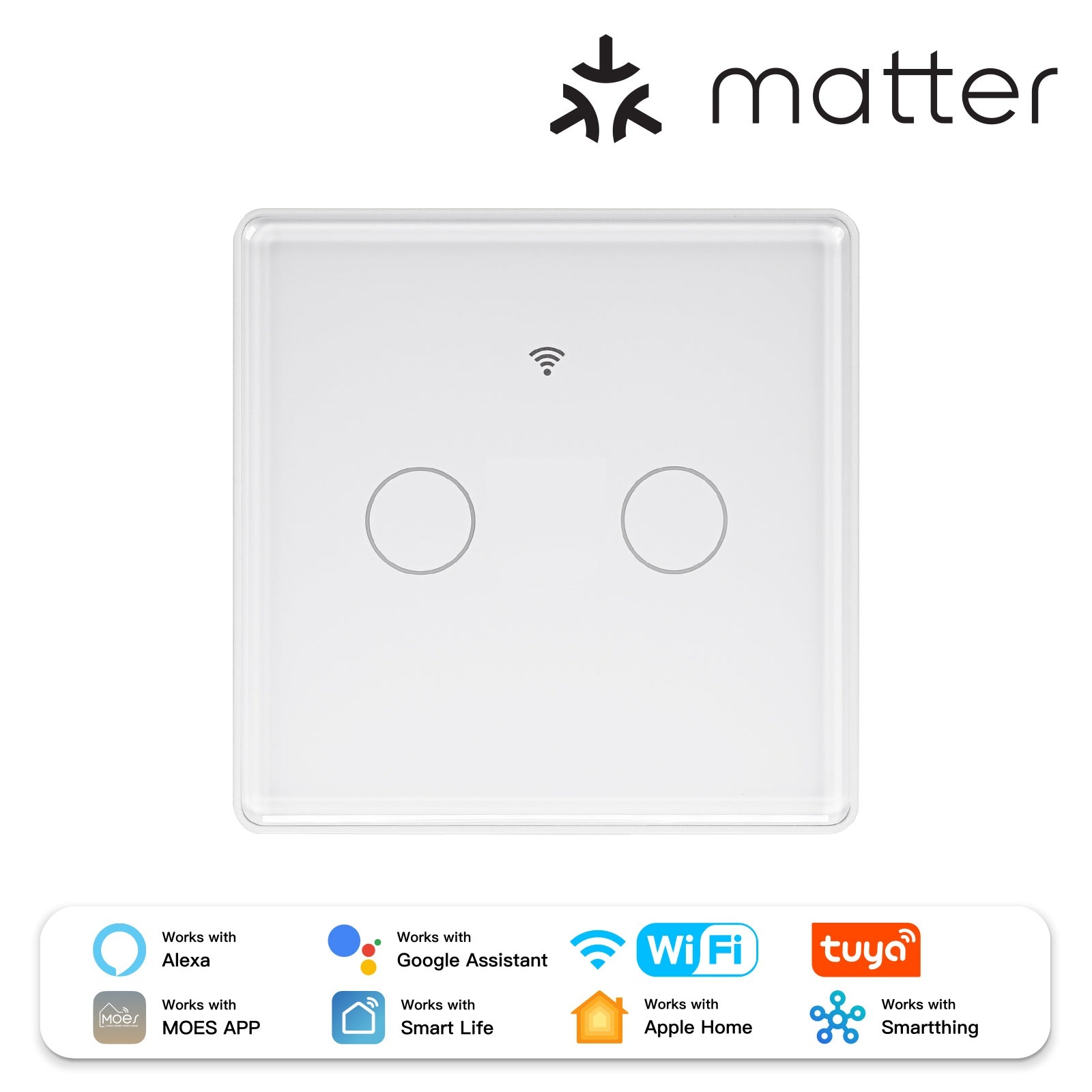 Tuya Matter WiFi Smart Light Switch 2.5D Glass Panel Neutral Wire Required EU Version - Image 8