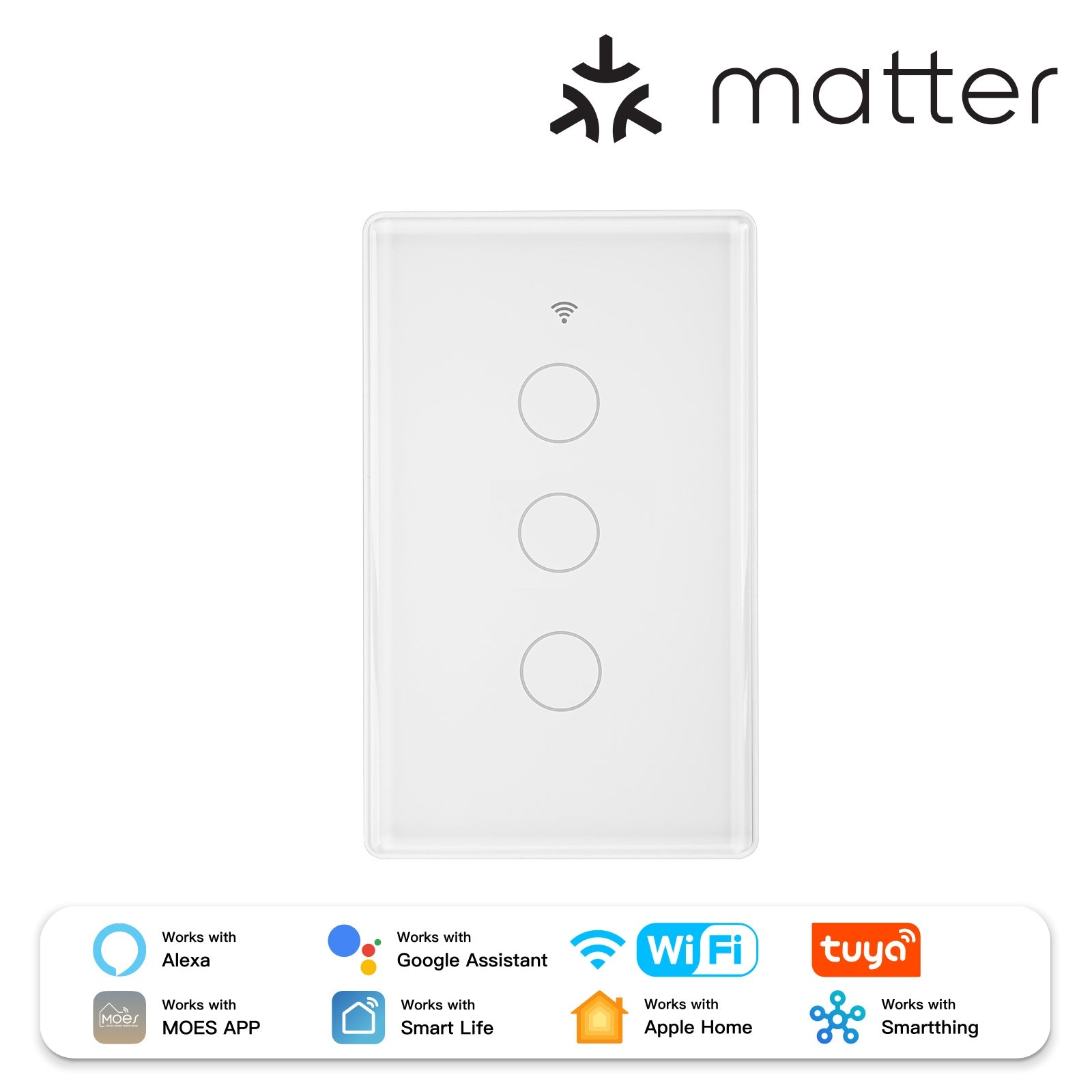 Tuya Matter WiFi Smart Light Switch 2.5D Glass Panel Neutral Wire Required US Version - Image 9