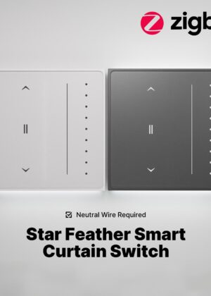 Star Feather Series Zigbee Smart Curtain Switch Anti-Glare Touch Panel Flowing Backlight EU Version