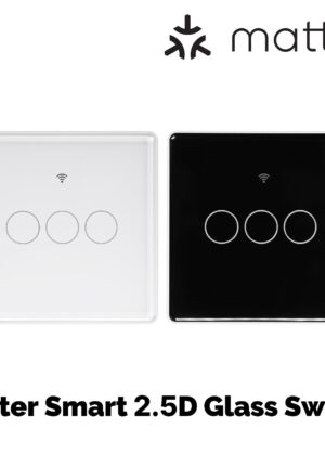 Tuya Matter WiFi Smart Light Switch 2.5D Glass Panel Neutral Wire Required EU Version