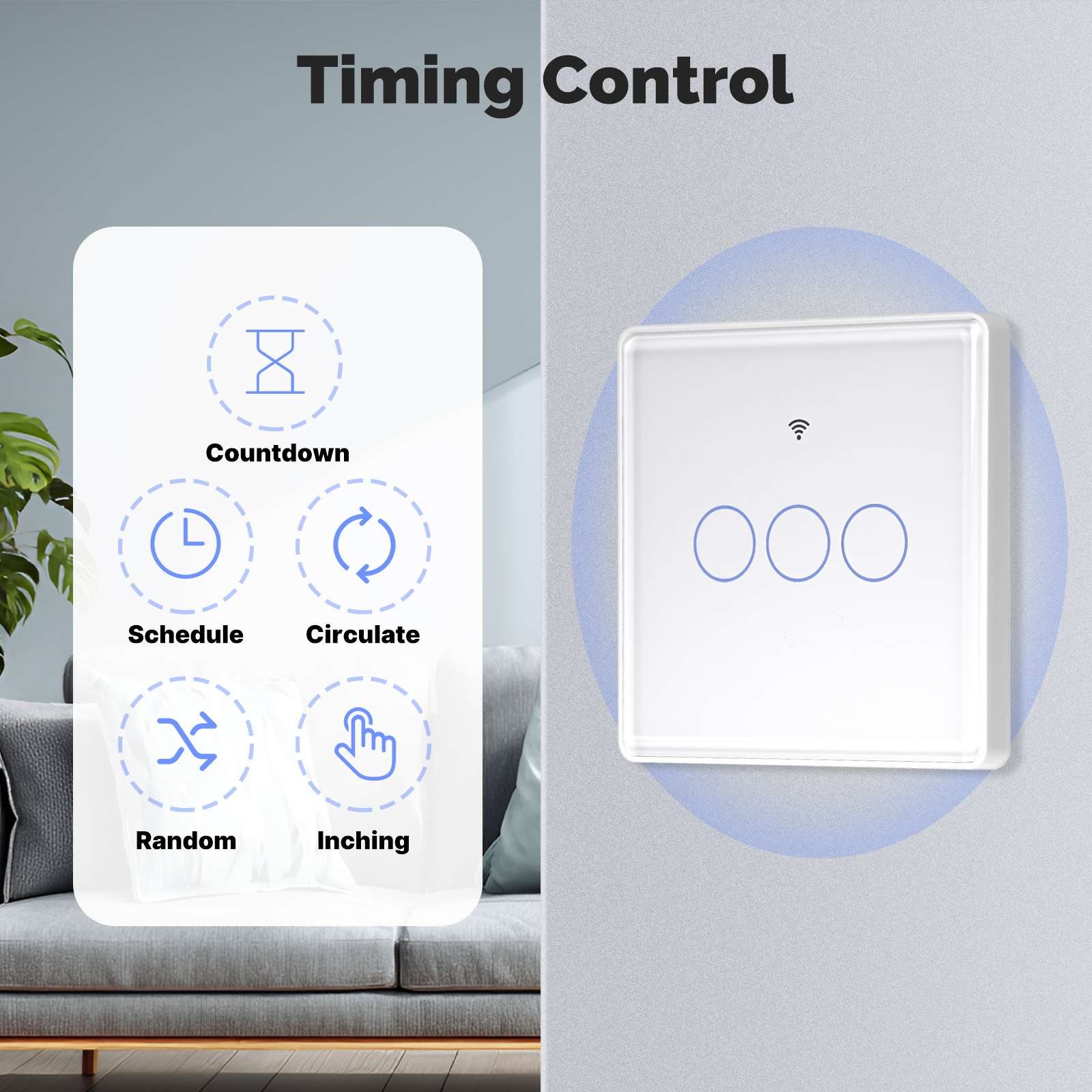 Tuya Matter WiFi Smart Light Switch 2.5D Glass Panel Neutral Wire Required EU Version - Image 3
