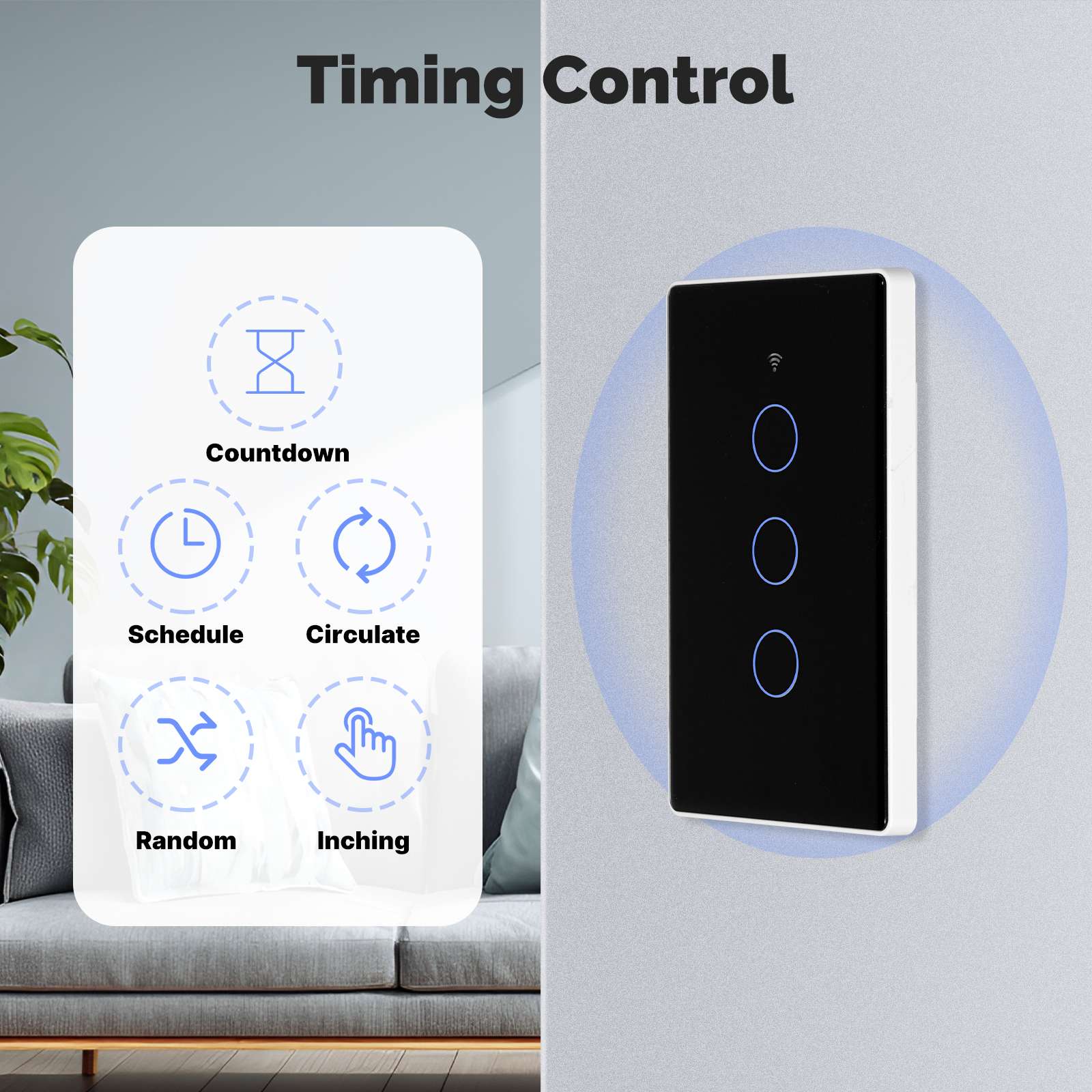 Tuya Matter WiFi Smart Light Switch 2.5D Glass Panel Neutral Wire Required US Version - Image 5